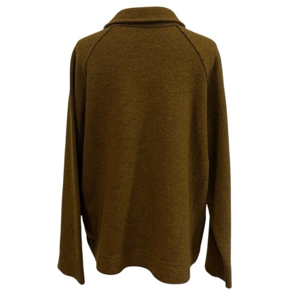 EILEEN FISHER Large Lightweight Boiled Wool Motorcycle Jacket GOLD LEAF NWT $388 - Picture 5 of 14